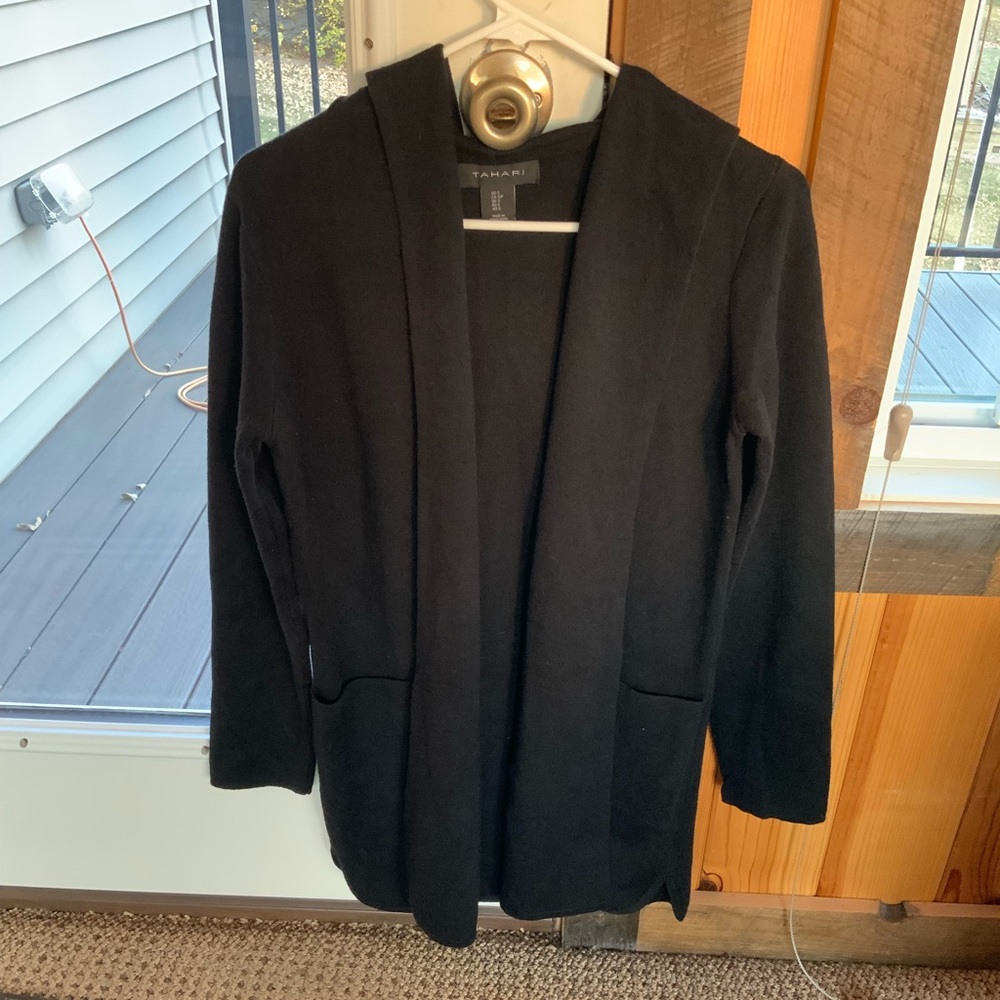 Black hooded cardigan